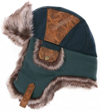 Skullies & Beanies SIGGI Faux Fur Trapper Hat for Men Cotton Warm Ushanka Russian Hunting Hat - 67191_navy - CC12N5H3TOX $26.98