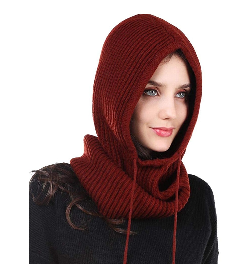 Balaclavas Balaclavas Women Men Cashmere Blending Outdoor Sports Windproof Hat for Winter - Wine - C519225DIEQ $15.22