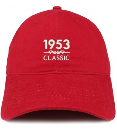 Baseball Caps Classic 1953 Embroidered Retro Soft Cotton Baseball Cap - Red - CY18CO909YU $16.71