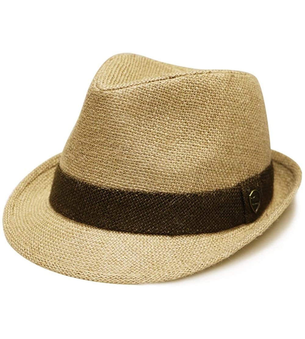 Fedoras Pamoa Pms510 Dent Trilby Summer Fedora Hat - Natural - CC12D8OBMFN $13.49