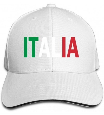 Skullies & Beanies Italia Outdoor Snapback Sandwich Duck Tongue Cap Adjustable Baseball Hat Plain Cap for Men Women - White -...
