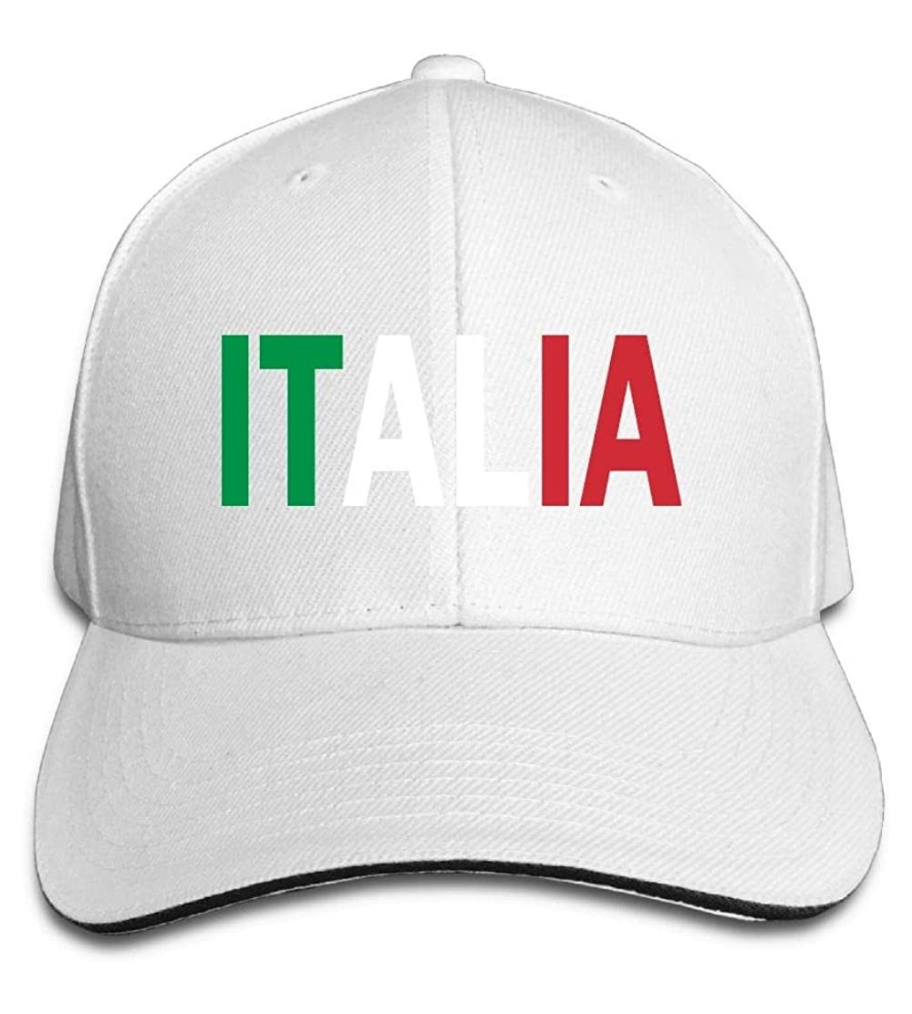 Skullies & Beanies Italia Outdoor Snapback Sandwich Duck Tongue Cap Adjustable Baseball Hat Plain Cap for Men Women - White -...