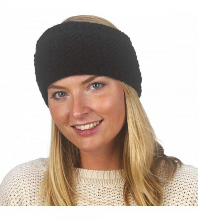 Cold Weather Headbands Women's Shay Fleece Lined Wide Knit Headband - Black - CO125KPYJIF $15.07