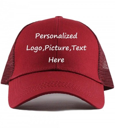 Baseball Caps Personalized Snapback Trucker Hats Custom Unisex Mesh Outdoors Baseball Caps - Wine Red - CB18QXA9SGA $25.84