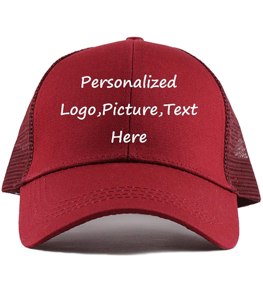 Baseball Caps Personalized Snapback Trucker Hats Custom Unisex Mesh Outdoors Baseball Caps - Wine Red - CB18QXA9SGA $12.18