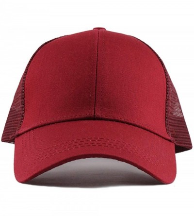 Baseball Caps Personalized Snapback Trucker Hats Custom Unisex Mesh Outdoors Baseball Caps - Wine Red - CB18QXA9SGA $12.18