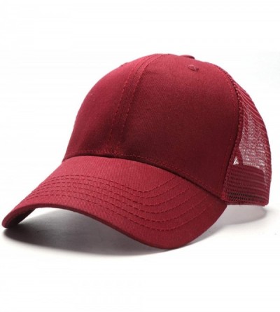 Baseball Caps Personalized Snapback Trucker Hats Custom Unisex Mesh Outdoors Baseball Caps - Wine Red - CB18QXA9SGA $12.18