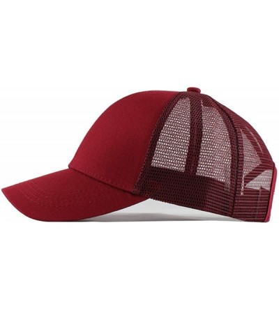 Baseball Caps Personalized Snapback Trucker Hats Custom Unisex Mesh Outdoors Baseball Caps - Wine Red - CB18QXA9SGA $12.18