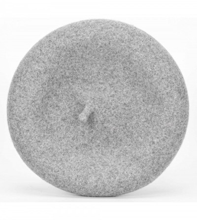 Berets Women's 100% Wool French Beret Hat Solid Color Black Beret Hats for Women - Grey - CI18ZDRN4CS $14.90