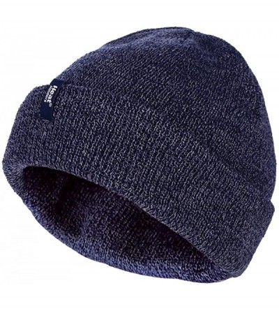 Skullies & Beanies Mens Fleece Lined Thermal Turn Over Cuff Winter Hat One Size - Navy - C012N7AKL3K $26.06