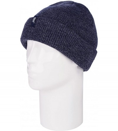 Skullies & Beanies Mens Fleece Lined Thermal Turn Over Cuff Winter Hat One Size - Navy - C012N7AKL3K $26.06