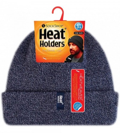 Skullies & Beanies Mens Fleece Lined Thermal Turn Over Cuff Winter Hat One Size - Navy - C012N7AKL3K $26.06