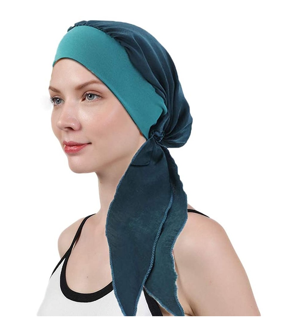 Headbands Vintage Elastic Scarves Pre Tied Headwear - Turquise - CN18RESAUSR $10.07