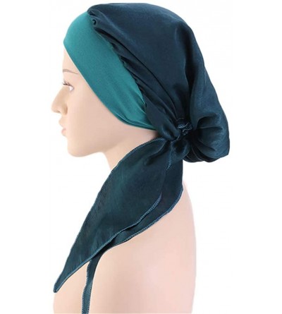 Headbands Vintage Elastic Scarves Pre Tied Headwear - Turquise - CN18RESAUSR $10.07