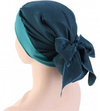 Headbands Vintage Elastic Scarves Pre Tied Headwear - Turquise - CN18RESAUSR $10.07