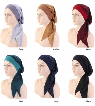 Headbands Vintage Elastic Scarves Pre Tied Headwear - Turquise - CN18RESAUSR $10.07