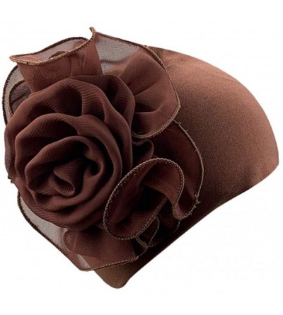 Skullies & Beanies Cancer Turbans Twisted Headwear Flowers - Coffee - C818XW2A5KS $10.40
