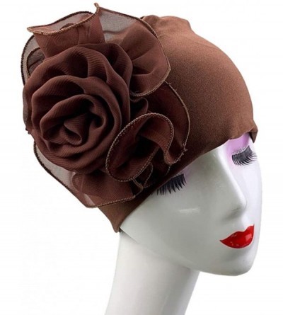 Skullies & Beanies Cancer Turbans Twisted Headwear Flowers - Coffee - C818XW2A5KS $10.40
