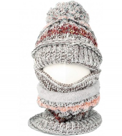 Skullies & Beanies Knit Fairs Isle Nordic Bobble Pom Beanie Hat DZX0024 - Grey - CP18L2O02AQ $22.05