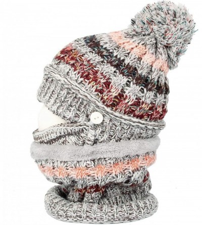 Skullies & Beanies Knit Fairs Isle Nordic Bobble Pom Beanie Hat DZX0024 - Grey - CP18L2O02AQ $22.05