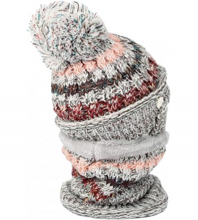 Skullies & Beanies Knit Fairs Isle Nordic Bobble Pom Beanie Hat DZX0024 - Grey - CP18L2O02AQ $22.05