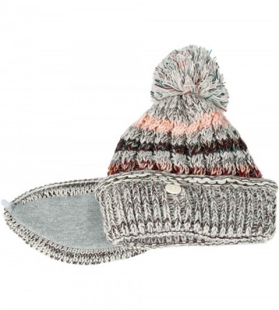 Skullies & Beanies Knit Fairs Isle Nordic Bobble Pom Beanie Hat DZX0024 - Grey - CP18L2O02AQ $22.05