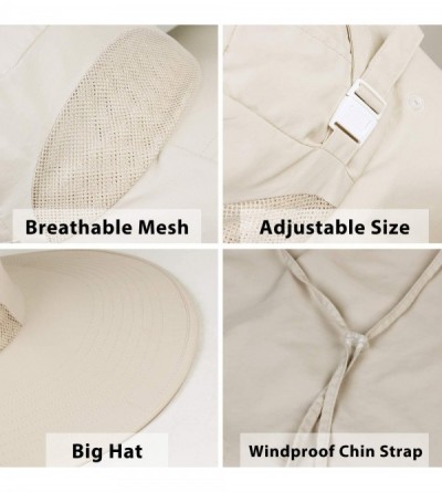 Sun Hats Womens Sun hat Wide Brim Safari Fishing Hat with Large Neck Flap Hiking Hats for Women - Beige - C918SRRW5IW $21.08