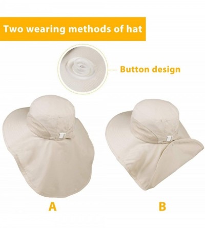 Sun Hats Womens Sun hat Wide Brim Safari Fishing Hat with Large Neck Flap Hiking Hats for Women - Beige - C918SRRW5IW $21.08