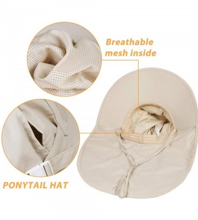 Sun Hats Womens Sun hat Wide Brim Safari Fishing Hat with Large Neck Flap Hiking Hats for Women - Beige - C918SRRW5IW $21.08