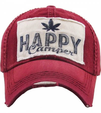 Baseball Caps Weed Marijuana Leaf Collection Dad Hat Baseball Cap Polo Style Adjustable - (5.4) Happy Camper Burgundy - CM189...