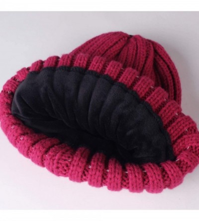 Skullies & Beanies Winter Beanie for Women Fleece Lined Warm Knitted Skull Cap Winter Hat - 14-pomegranate Red - CV18UWHAUL9 ...