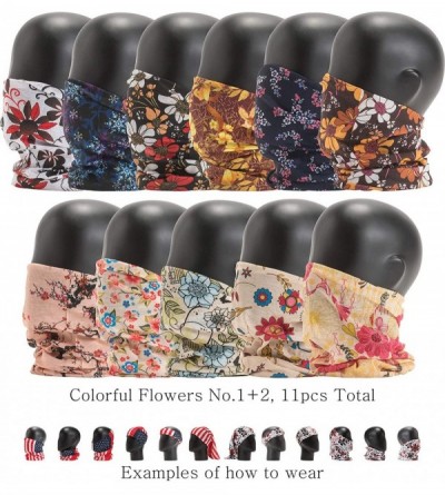 Headbands Pattern Headwear Headband Bandana - Colorful Flowers No.1+2- 11pcs Total - CY18O8II0NG $16.30