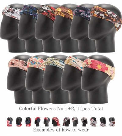 Headbands Pattern Headwear Headband Bandana - Colorful Flowers No.1+2- 11pcs Total - CY18O8II0NG $16.30