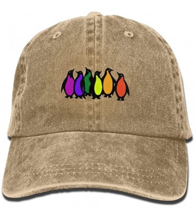 Skullies & Beanies Gay Pride Rainbow Penguins Adult Sport Adjustable Baseball Cap Cowboy Hat - Natural - CF18655X5H7 $11.14