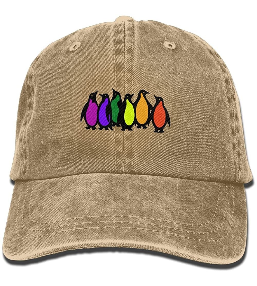 Skullies & Beanies Gay Pride Rainbow Penguins Adult Sport Adjustable Baseball Cap Cowboy Hat - Natural - CF18655X5H7 $11.14