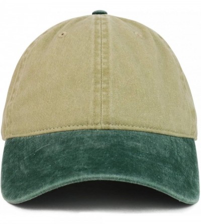 Baseball Caps XXL Oversize Big Washed Cotton Pigment Dyed Unstructured Baseball Cap - Khaki Green - CT18RS2UNNC $19.21