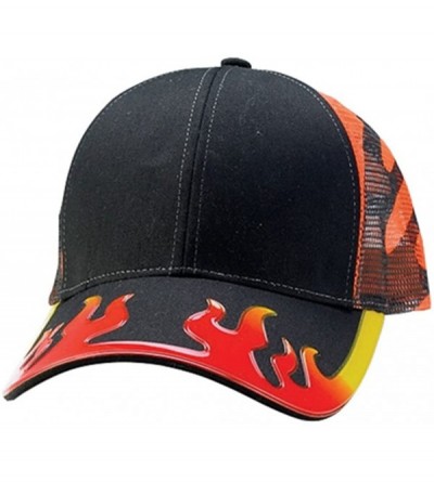Baseball Caps Hot Rod Flame Trucker Mesh Baseball Cap - Black Orange - C3123VSEDI9 $15.75