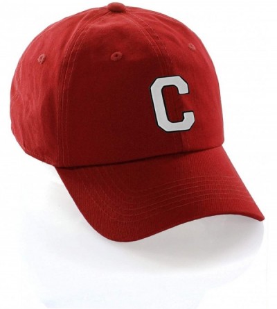 Baseball Caps Customized Letter Intial Baseball Hat A to Z Team Colors- Red Cap Black White - Letter C - CR18N8G044Q $9.99