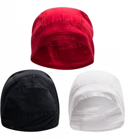 Skullies & Beanies Skull Caps - 100% Cotton in Patterned and Plain Colors- Pack of 3 - Solid - CY17YLG80E0 $12.44