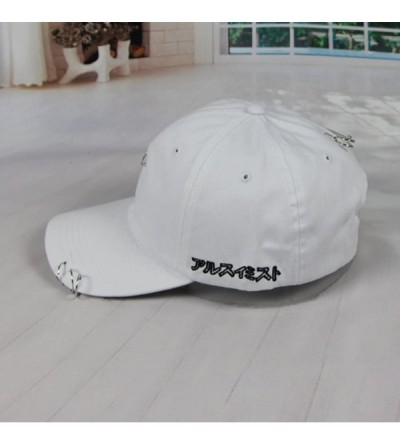 Baseball Caps Women's Iron Ring Pin Retro Baseball Cap Trucker Hat - 3 Ring White - C2186NZX0YH $13.24