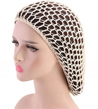 Skullies & Beanies Women Soft Rayon Snood Hat Hair Net Crocheted Hair Net Cap Mix Colors Dropshipping - Fw-12-beige - CU196Y7...