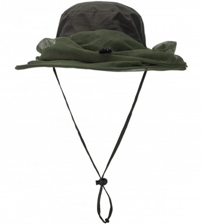 Sun Hats Mosquito Net Hat Mens Sun Protection Hat Safari Hat Bucket Hat - Hunter Green - CG1824NSWQO $10.14