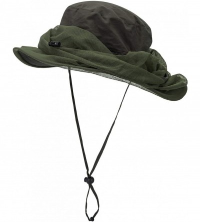Sun Hats Mosquito Net Hat Mens Sun Protection Hat Safari Hat Bucket Hat - Hunter Green - CG1824NSWQO $10.14