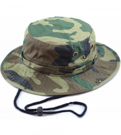 Sun Hats 100% Cotton Stone-Washed Safari Wide Brim Foldable Double-Sided Sun Boonie Bucket Hat - Woodland Camo - CP12NA09WPF ...