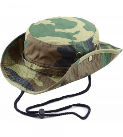 Sun Hats 100% Cotton Stone-Washed Safari Wide Brim Foldable Double-Sided Sun Boonie Bucket Hat - Woodland Camo - CP12NA09WPF ...