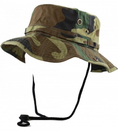 Sun Hats 100% Cotton Stone-Washed Safari Wide Brim Foldable Double-Sided Sun Boonie Bucket Hat - Woodland Camo - CP12NA09WPF ...