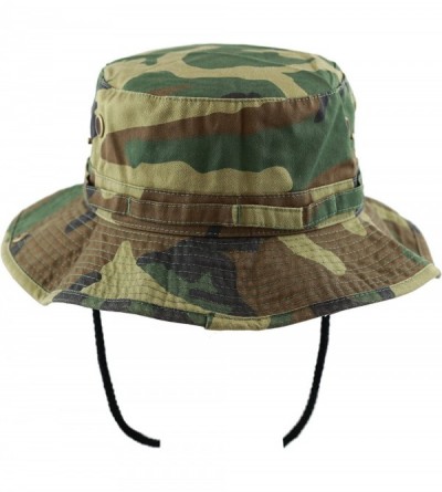 Sun Hats 100% Cotton Stone-Washed Safari Wide Brim Foldable Double-Sided Sun Boonie Bucket Hat - Woodland Camo - CP12NA09WPF ...