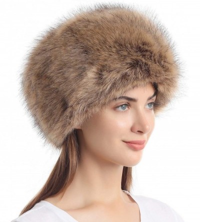 Bomber Hats Women's Winter Faux Fur Cossak Russian Style Hat - Nature - CK12LL4GQLR $13.06