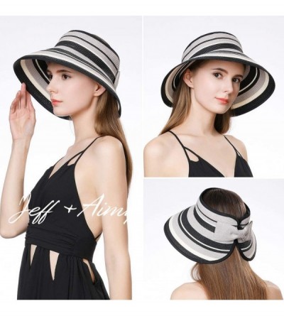 Sun Hats Womens Rollup Straw Visor Sun Hat Large Brim Beach Hat UPF 50+ - Grey99055 - CR18NATD5LI $14.31