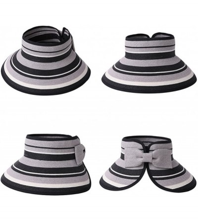 Sun Hats Womens Rollup Straw Visor Sun Hat Large Brim Beach Hat UPF 50+ - Grey99055 - CR18NATD5LI $14.31